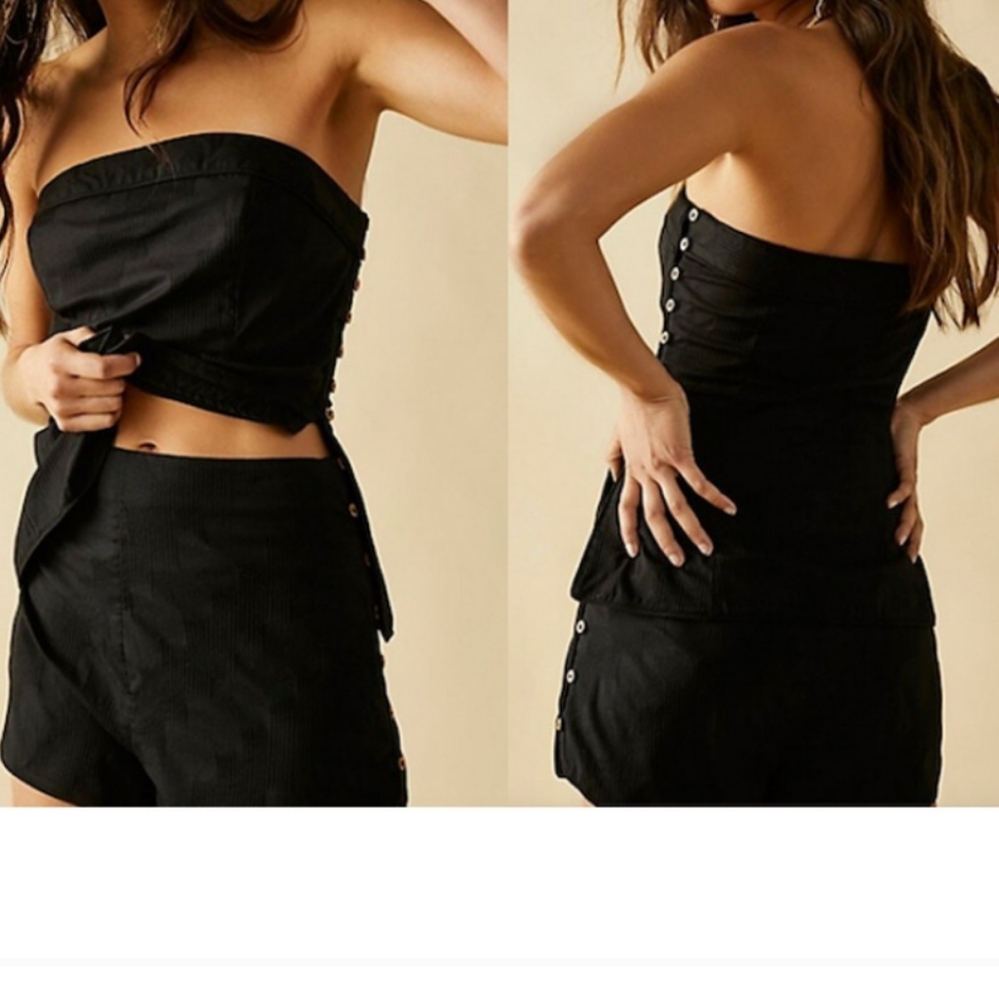 Free People Black Strapless Jumpsuit